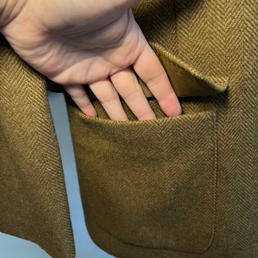 Vintage Alanni Donnybrook Brown Wool Herringbone Blazer Elbow Patches 6 - Picture 4 of 9